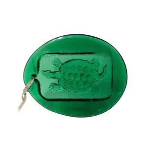 Vintage Blenko Green Glass Turtle Pendant‎ Charm Hanging Ornament Art